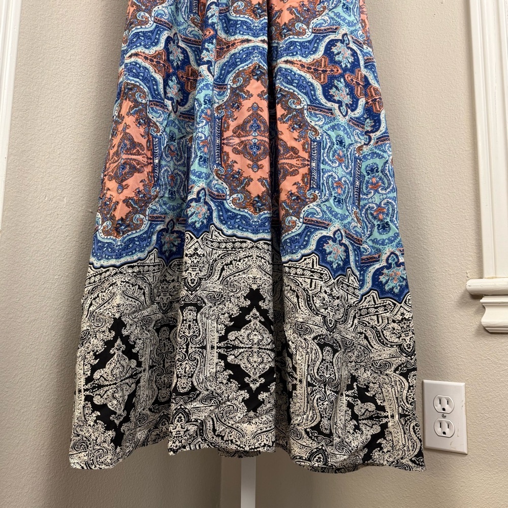 Anthropologie‎ Maeve Medallion 100% Silk Cutout Maxi Dress Size 12 resort wear - Picture 11 of 15